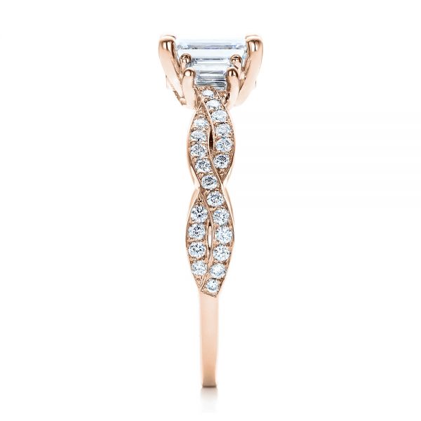 18k Rose Gold 18k Rose Gold Custom Emerald Cut Diamond Engagement Ring - Side View - 101440