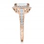 18k Rose Gold 18k Rose Gold Custom Emerald Cut Diamond Engagement Ring - Side View -  1478 - Thumbnail