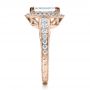 18k Rose Gold 18k Rose Gold Custom Emerald Cut Diamond Engagement Ring - Side View -  1478 - Thumbnail