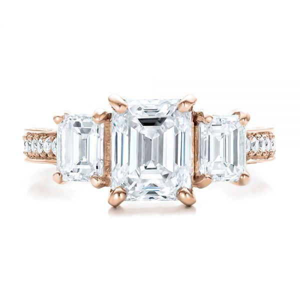 14k Rose Gold 14k Rose Gold Custom Emerald Cut Diamond Engagement Ring - Top View - 100723
