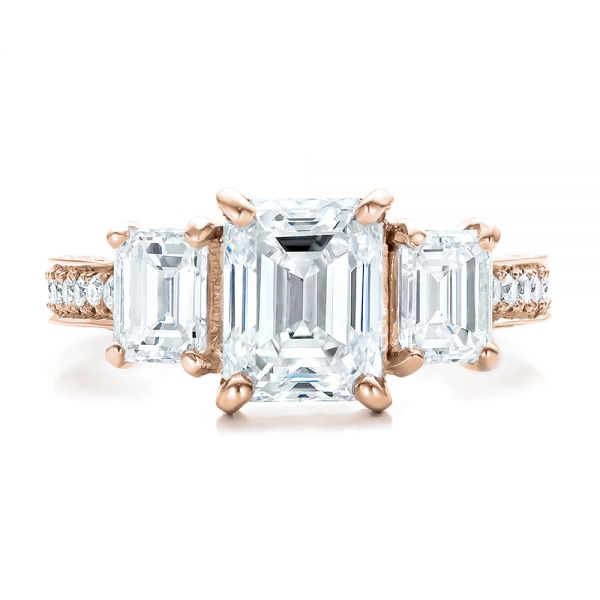 14k Rose Gold 14k Rose Gold Custom Emerald Cut Diamond Engagement Ring - Top View -  100723