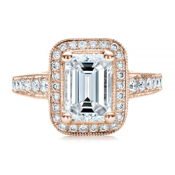 14k Rose Gold Custom Emerald Cut Diamond Engagement Ring #1478 ...