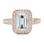 18k Rose Gold 18k Rose Gold Custom Emerald Cut Diamond Engagement Ring - Top View -  1478 - Thumbnail