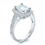 18k White Gold Custom Emerald Cut Diamond Engagement Ring - Three-Quarter View -  1478 - Thumbnail