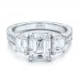  Platinum Custom Emerald Cut Diamond Engagement Ring - Flat View -  100723 - Thumbnail