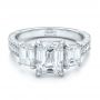 14k White Gold 14k White Gold Custom Emerald Cut Diamond Engagement Ring - Flat View -  100723 - Thumbnail