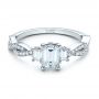18k White Gold 18k White Gold Custom Emerald Cut Diamond Engagement Ring - Flat View -  101440 - Thumbnail