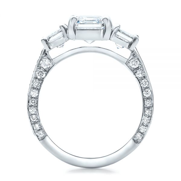 14k White Gold 14k White Gold Custom Emerald Cut Diamond Engagement Ring - Front View -  100723