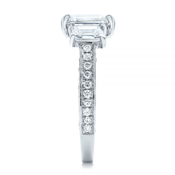  Platinum Custom Emerald Cut Diamond Engagement Ring - Side View -  100723
