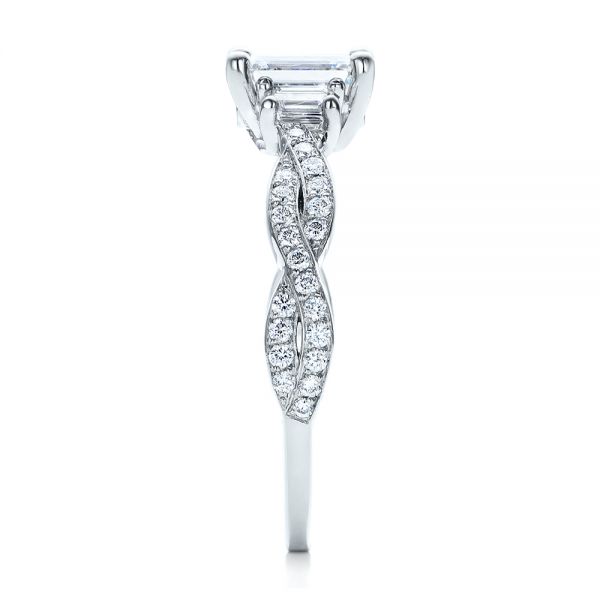 14k White Gold 14k White Gold Custom Emerald Cut Diamond Engagement Ring - Side View -  101440