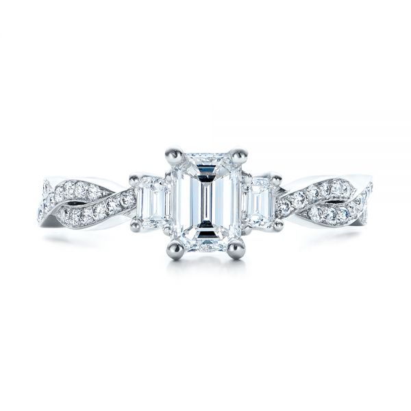  Platinum Platinum Custom Emerald Cut Diamond Engagement Ring - Top View -  101440