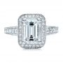 18k White Gold Custom Emerald Cut Diamond Engagement Ring - Top View -  1478 - Thumbnail