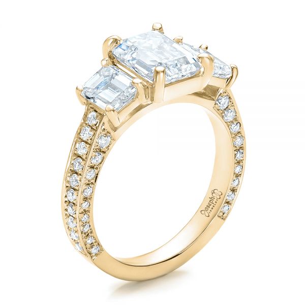 14k Yellow Gold 14k Yellow Gold Custom Emerald Cut Diamond Engagement Ring - Three-Quarter View - 100723