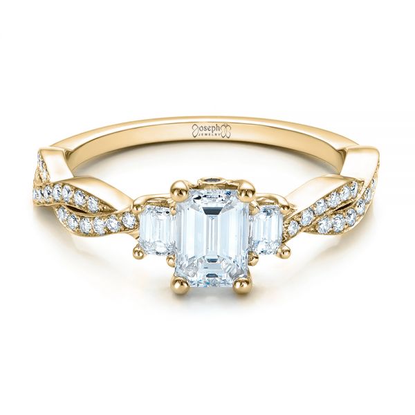 18k Yellow Gold 18k Yellow Gold Custom Emerald Cut Diamond Engagement Ring - Flat View -  101440