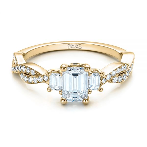 18k Yellow Gold 18k Yellow Gold Custom Emerald Cut Diamond Engagement Ring - Flat View - 101440