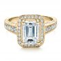 18k Yellow Gold 18k Yellow Gold Custom Emerald Cut Diamond Engagement Ring - Flat View -  1478 - Thumbnail
