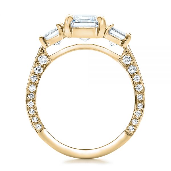 18k Yellow Gold 18k Yellow Gold Custom Emerald Cut Diamond Engagement Ring - Front View -  100723