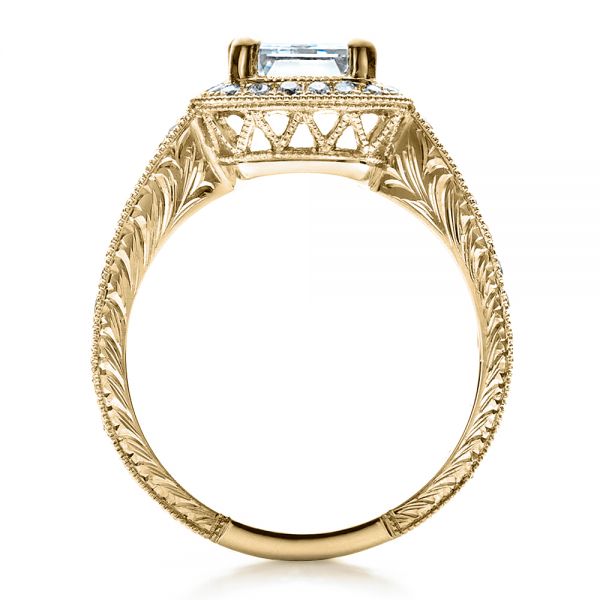 14k Yellow Gold 14k Yellow Gold Custom Emerald Cut Diamond Engagement Ring - Front View -  1478