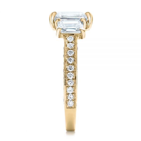 18k Yellow Gold 18k Yellow Gold Custom Emerald Cut Diamond Engagement Ring - Side View -  100723