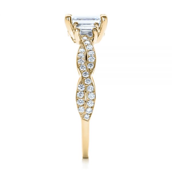18k Yellow Gold 18k Yellow Gold Custom Emerald Cut Diamond Engagement Ring - Side View -  101440