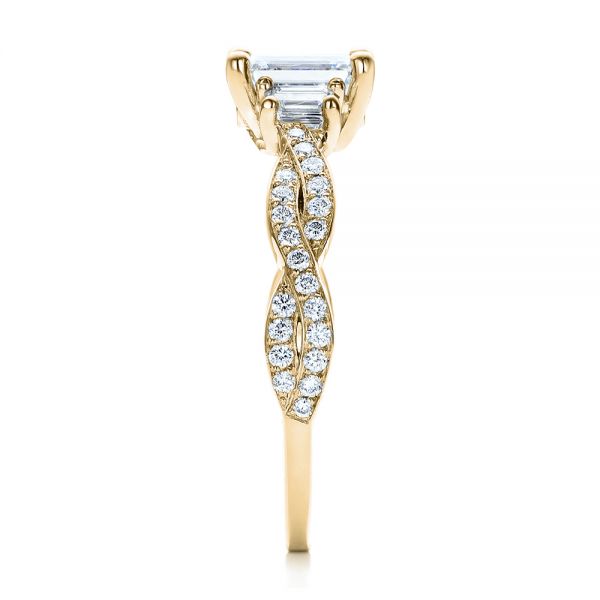 18k Yellow Gold 18k Yellow Gold Custom Emerald Cut Diamond Engagement Ring - Side View - 101440