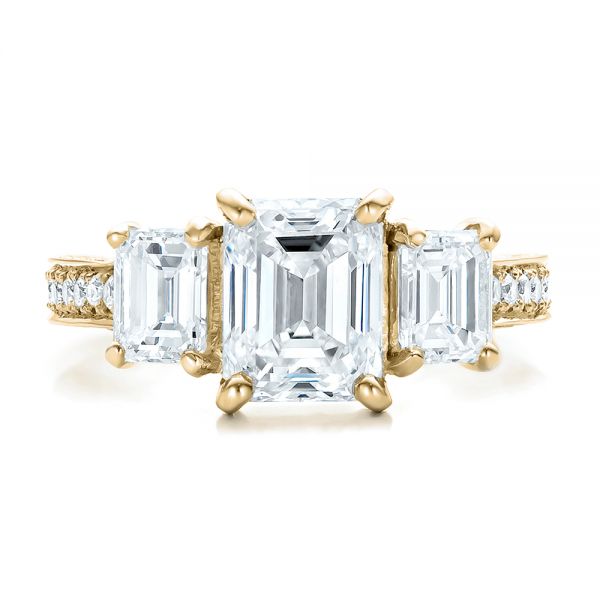 14k Yellow Gold 14k Yellow Gold Custom Emerald Cut Diamond Engagement Ring - Top View -  100723