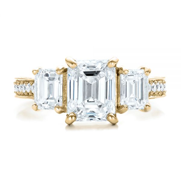 14k Yellow Gold 14k Yellow Gold Custom Emerald Cut Diamond Engagement Ring - Top View - 100723