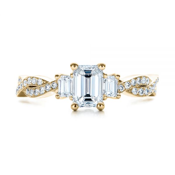 14k Yellow Gold 14k Yellow Gold Custom Emerald Cut Diamond Engagement Ring - Top View -  101440