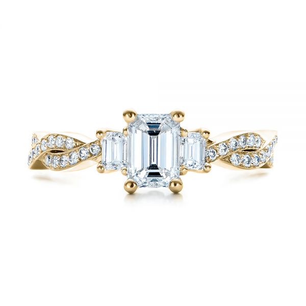 18k Yellow Gold 18k Yellow Gold Custom Emerald Cut Diamond Engagement Ring - Top View - 101440