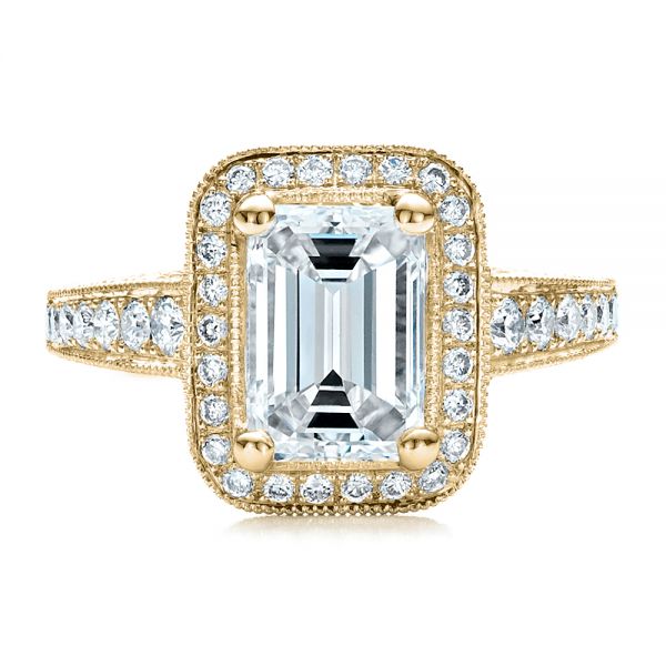 18k Yellow Gold 18k Yellow Gold Custom Emerald Cut Diamond Engagement Ring - Top View - 1478