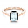 18k Rose Gold 18k Rose Gold Custom Emerald Cut Diamond And Black Ceramic Engagement Ring - Flat View -  102308 - Thumbnail