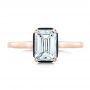 18k Rose Gold 18k Rose Gold Custom Emerald Cut Diamond And Black Ceramic Engagement Ring - Top View -  102308 - Thumbnail