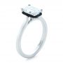  Platinum Custom Emerald Cut Diamond And Black Ceramic Engagement Ring - Three-Quarter View -  102308 - Thumbnail