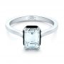  Platinum Custom Emerald Cut Diamond And Black Ceramic Engagement Ring - Flat View -  102308 - Thumbnail