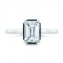  Platinum Custom Emerald Cut Diamond And Black Ceramic Engagement Ring - Top View -  102308 - Thumbnail