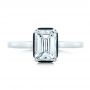 14k White Gold 14k White Gold Custom Emerald Cut Diamond And Black Ceramic Engagement Ring - Top View -  102308 - Thumbnail