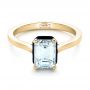 18k Yellow Gold 18k Yellow Gold Custom Emerald Cut Diamond And Black Ceramic Engagement Ring - Flat View -  102308 - Thumbnail