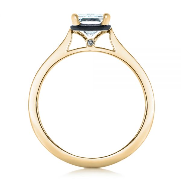 14k Yellow Gold 14k Yellow Gold Custom Emerald Cut Diamond And Black Ceramic Engagement Ring - Front View - 102308
