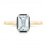 14k Yellow Gold 14k Yellow Gold Custom Emerald Cut Diamond And Black Ceramic Engagement Ring - Top View -  102308 - Thumbnail