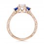 14k Rose Gold 14k Rose Gold Custom Emerald Cut Diamond And Blue Sapphire Engagement Ring - Front View -  101242 - Thumbnail