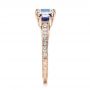 18k Rose Gold 18k Rose Gold Custom Emerald Cut Diamond And Blue Sapphire Engagement Ring - Side View -  101242 - Thumbnail