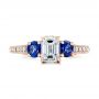 18k Rose Gold 18k Rose Gold Custom Emerald Cut Diamond And Blue Sapphire Engagement Ring - Top View -  101242 - Thumbnail
