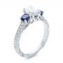  Platinum Platinum Custom Emerald Cut Diamond And Blue Sapphire Engagement Ring - Three-Quarter View -  101242 - Thumbnail