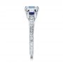 14k White Gold 14k White Gold Custom Emerald Cut Diamond And Blue Sapphire Engagement Ring - Side View -  101242 - Thumbnail