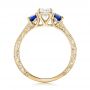 18k Yellow Gold 18k Yellow Gold Custom Emerald Cut Diamond And Blue Sapphire Engagement Ring - Front View -  101242 - Thumbnail