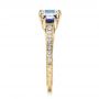 14k Yellow Gold 14k Yellow Gold Custom Emerald Cut Diamond And Blue Sapphire Engagement Ring - Side View -  101242 - Thumbnail