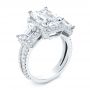 14k White Gold Custom Emerald Cut Three Stone Engagement Ring - Three-Quarter View -  107263 - Thumbnail