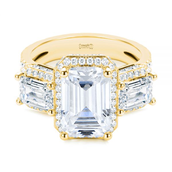 14k Yellow Gold 14k Yellow Gold Custom Emerald Cut Three Stone Engagement Ring - Flat View -  107263 - Thumbnail
