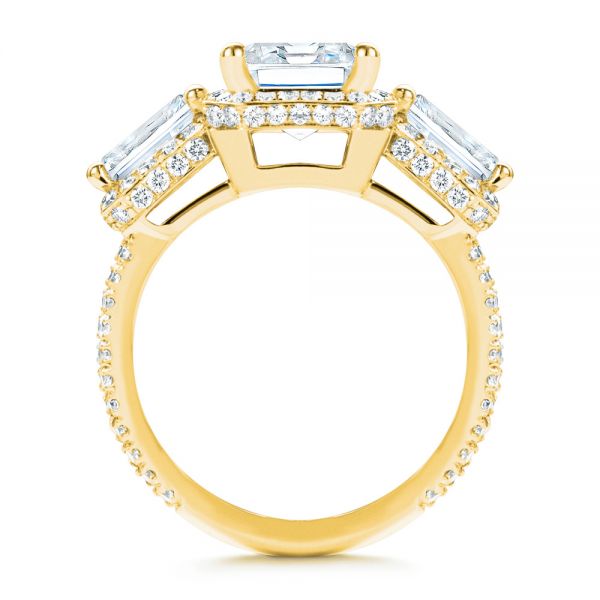 14k Yellow Gold 14k Yellow Gold Custom Emerald Cut Three Stone Engagement Ring - Front View -  107263 - Thumbnail