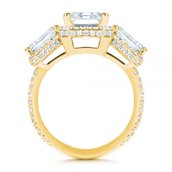 18k Yellow Gold 18k Yellow Gold Custom Emerald Cut Three Stone Engagement Ring - Front View - 107263